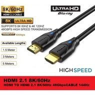 HDMI TO HDMI 2.1 CABLE 8K 60Hz 4K 120Hz 48Gbps HDR DOLBY VISION eARC DOLBY ATMOS LAPTOP MONITOR PROJ