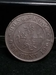 香港1901年H  維多利亞 大一仙 銅幣 Hong Kong Victoria One Cent 品相如圖 ﻿ ﻿(f),掛號$20