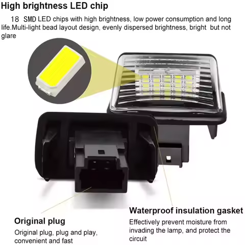 2X Canbus LED License Number Plate Lights Bulbs For Peugeot Partner M49 M59 B9 For Peugeot 206 207 3