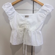 FILANTO white puff sleeve ruched top