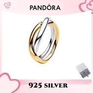 100% genuine S925sterlingsilver wearing accessories【163262C00】Two-tone Entwined Bands Ring MB9I