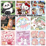 Ready Stock | Cartoon Digital Oil Paint 20x20cm Canvas Painting By Number With Frame Children's gifts 库洛米三丽欧卡通儿童数字油画