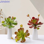 ZENDEN​ Artificial Succulent Plant, Fleshy Real Touch Fake Cactus, Green Plant Lifelike Plastic Real
