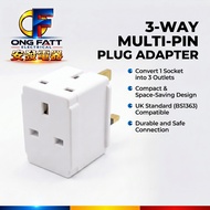 3-Way Multi-Pin Plug Adapter | 3 Way UK Standard Multi Socket Portable Travel Adapter