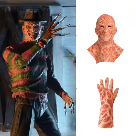Killers Jason Mask Freddy Krueger Gloves Horror Movies Scary Latex Headgear Cosplay for The Hallowee