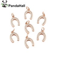10pcs CZ Brass Micro Pave Cubic ia Horse Shoe Rose golden 13x9x2mm Jump Ring: 5x0.7mm