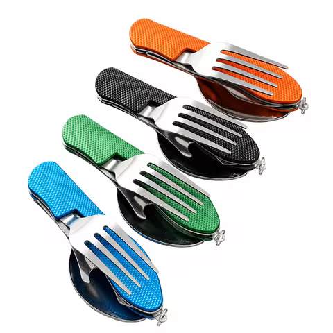 Multifunctional Camping Knife，Spork，Remove Folding Knife，Fork and spoon，Convenient Outdoor Tableware