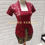 setelan kebaya pendek brokat melar strait rok mini pendek span kutubaru modern set brukat seksi diat