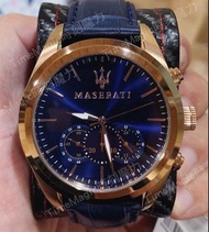 【時刻魔力】(海神藍)MASERATI 瑪莎拉蒂下三眼計時腕錶-TRAGUARDO系列(R8871612015)