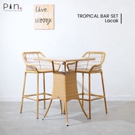Synthetic Rattan Bar Chair Set/Minimalist Cafe Table Chair - Tropical Bar Set Track