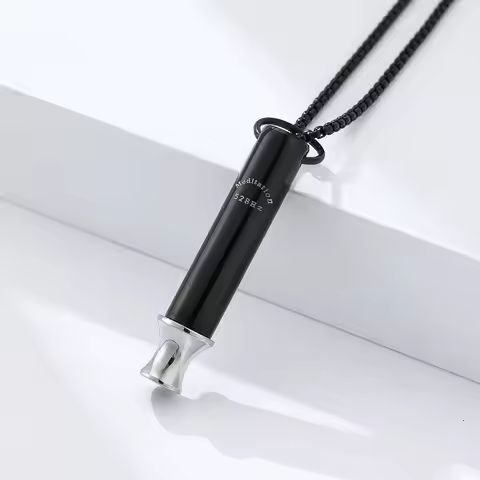 528Hz Breathing Resistance Whistle Necklace Titanium Steel Pearl Necklace Meditation Mindfulness Pen