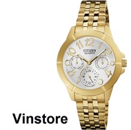 [Vinstore] Citizen Classic Chronograph Analog Quartz Gold Tone Stainless Steel Women Watch ED8102-56A