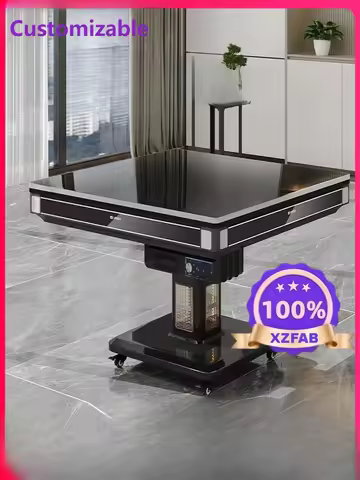 Factory Direct 2026 Modern Fold Dining Table Tempered Glass Brain Power Dining Room Mahjong Table St