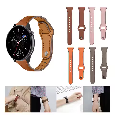 Universal 20mm 22mm Woman Genuine Leather Band Strap For Huami Amazfit GTR-4-3-2-2e / GTR mini / Bal