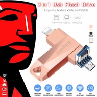 Usb Pendrive 3 in 1 Usb Flash Drive 1TB Otg Thumb Drive 512GB Phone Storage Pendrive For iPhone Otg 