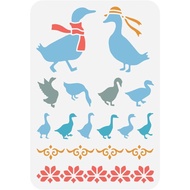 FINGERINSPIRE Geese Stencil for Painting 8.3x11.7inch Plastic PET Goose with Hat Scarf Painting Sten