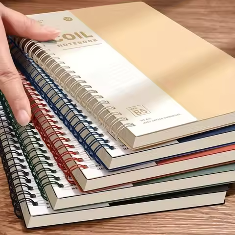 A5/B5 Spiral Notebook Thicken 120 Cream Pages Pocket Notebooks with Ring Binders Lay-Flat Binding Co