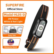 SUPERFIRE HL05 2W Lampu Kepala Terang LED Rechargeable Headlamp 5 Mode Lighting LED Super Bright Out