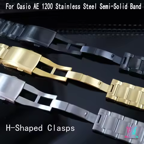 316L Stainless Steel Solid Watch Bracelet For Casio AE1200WH AE1200 AE1300, Brushed Polished Royale 