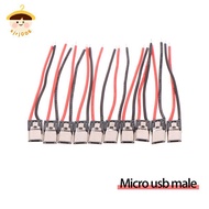 〔8C05〕 10Pcs 2P Micro USB Male With Cable 2Pin Welding Wire Male Connector Straight For Mobile Phone