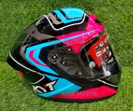 KYT TT COURSE OVERTECH BLACK/BLUE/PINK FULL FACE HELMET