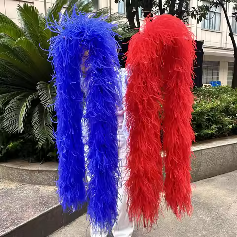 1/1.5/2/3/4M Red and Blue ostrich feather boa Model Catwalk Decorate Dresses High Quality Craft 8PLY