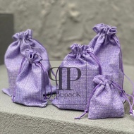 Burlap Drawstring Pouch Linen Drawstring Bag LILAC Burlap Drawstring Bag