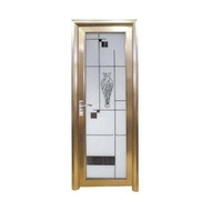 pintu aluminium kamar mandi import full kaca cermin gold FGC027