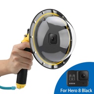 พร้อมส่ง TELESIN Dome Port 30M Waterproof Case Housing, Floating Handle Grip for GoPro Hero 8 Black Trigger Dome Cover Lens Accessories