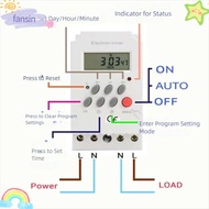 FANSIN Digital Timer, 12V 220V Timer Switch, Durable 110V 50/60Hz LED Electrical Device Timer Electr