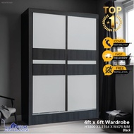 (SIAP PASANG)Mesra- 4 FT Sliding Wardrobe / 4 Kaki Almari Baju Sliding Door 2 Sliding Doors - 4ft x 