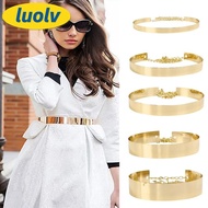 LUOLV Metal Designer Belt, Women Luxury Gold Silver Mirror Waistband,  Vintage Adjustable with Waist Chain Dress Bling Waistband