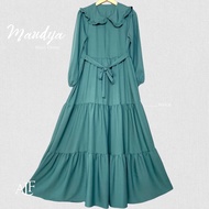Maudya Dress | Gamis Polos Susun Kekinian | Gamis Kerah Rebah