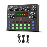 (WUSG) V8S Audio Mixer with Voice ChangerPodcast MixerSound Card for Phone Gaming Karaoke Studio Liv