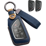 for Cadillac Key Fob Cover Leather Car Key Case keychain Smart Key Fob Holder Compatible for 2020-20