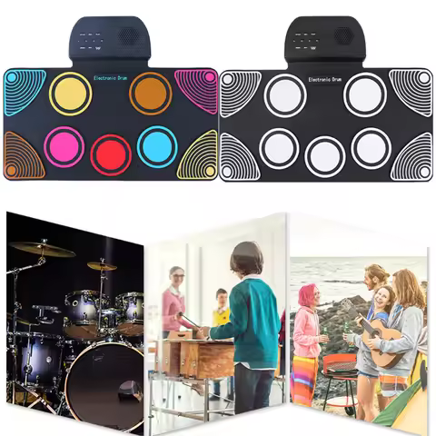 Electronic Drum Set 9 Pads Roll-Up Drum Practice Pad with Drum Sticks Electric Drum Set Birthday Sur