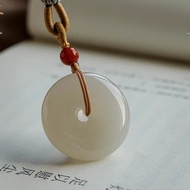 天然藕粉和田玉平安扣項鏈