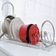 不鏽鋼伸縮盤架　鍋蓋架　特殊小量製造品　也可放平底鍋