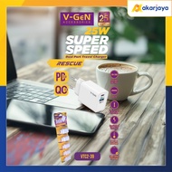 V-GeN VTC2-39 Dual Port USB-A & Type C Travel Charger Adapter Super Fast Charging QC3.0 25 Watt