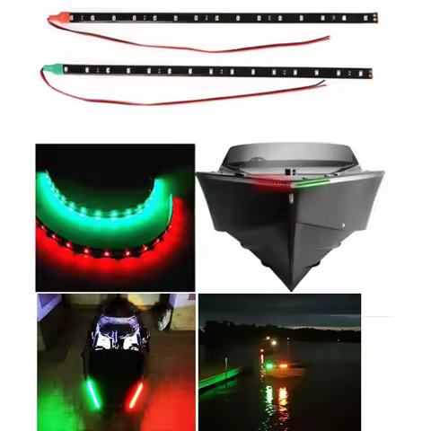 2Pcs 12V LED Strip Light Waterproof RED&GREEN For Bow Boat Marine Navigation Kayak Canoe Deck Courte