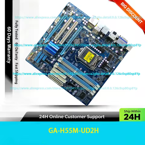 For Gigabyte GA‑H55M‑UD2H Motherboard 16GB VGA DVI HDMI LGA1156 DDR3 Micro‑ATX H55 Mainboard 100% Te