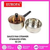 PANCI EUROPA SAUCE PAN + STEAMER Stainlies Steel 18CM+TUTUP