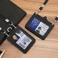 2022 NEW Reporter Badge ID Credit Card Holder Leather Business Name Tag Chest with Neck Lanyard Staff Office Worker Supplies