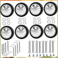 8pcs Luggage Wheels Replacement Kit,Dia 2in/50mm Thick 0.47in/12mm Resistant Rubber Mute Caster Repl