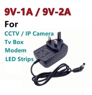 【Ready Stock】9V-1A / 9V-2A Power Supply Adapter DC Jack Center Negative Plug 5.5mm x 2.5mm