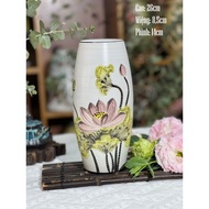 Bình hoa - Bình gốm Bát Tràng cao cấp vẽ tay men bóng - Lọ hoa decor trang trí nhà cửa cao cấp Yum