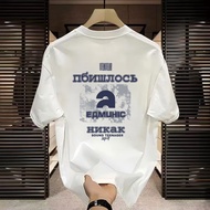 Unisex Cyrillic Letter Print T-Shirt Cotton Size S-5XL For Casual Going Out