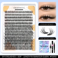 GROINNEYA Cluster Lashes Kit Fluffy Individual Lashes Volume Mixed Tray Faux Mink Lashes Eyelash Ext