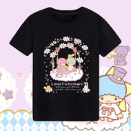 Littletwinstars Gemini Joint Cartoon Related Short Sleeve T-shirt Soft Girl Student Loose Couple Out