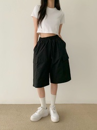 [SOON2DLE] Street Bermuda Cargo Pants - black khaki beige light beige - free_copy